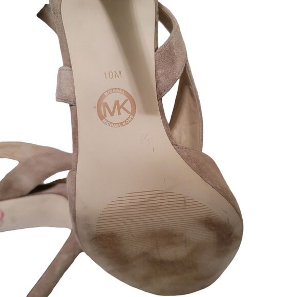 Michael Kors Tan Suede Becky Sandal Heel 10M - Picture 7 of 9